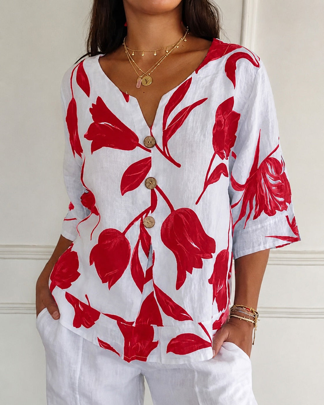 Chiara - Blouse à Motif Floral Raffiné