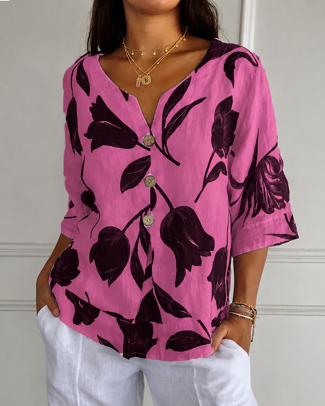 Chiara - Blouse à Motif Floral Raffiné