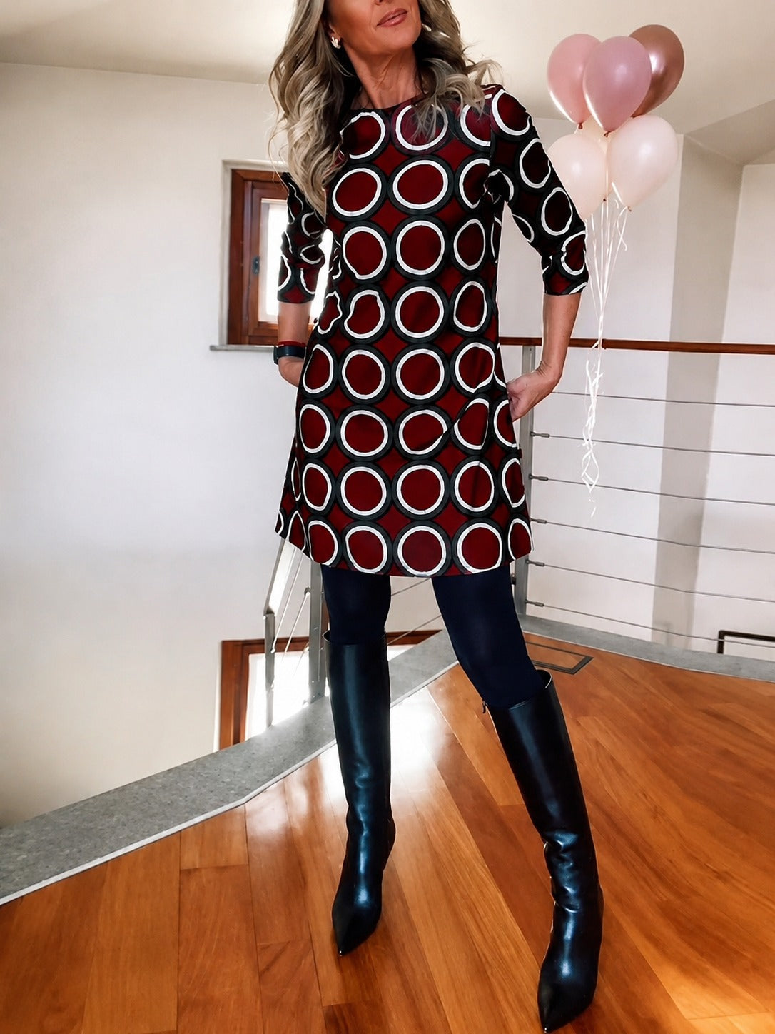 Daniela - Élégante Robe à Manches Mi-longues