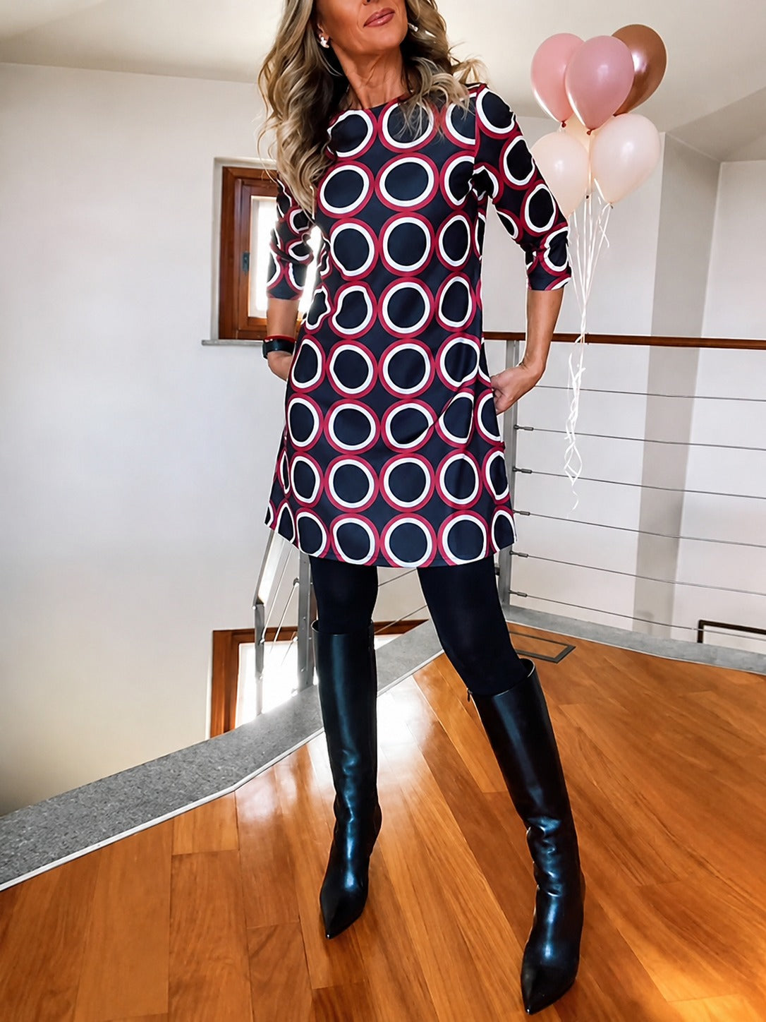 Daniela - Élégante Robe à Manches Mi-longues