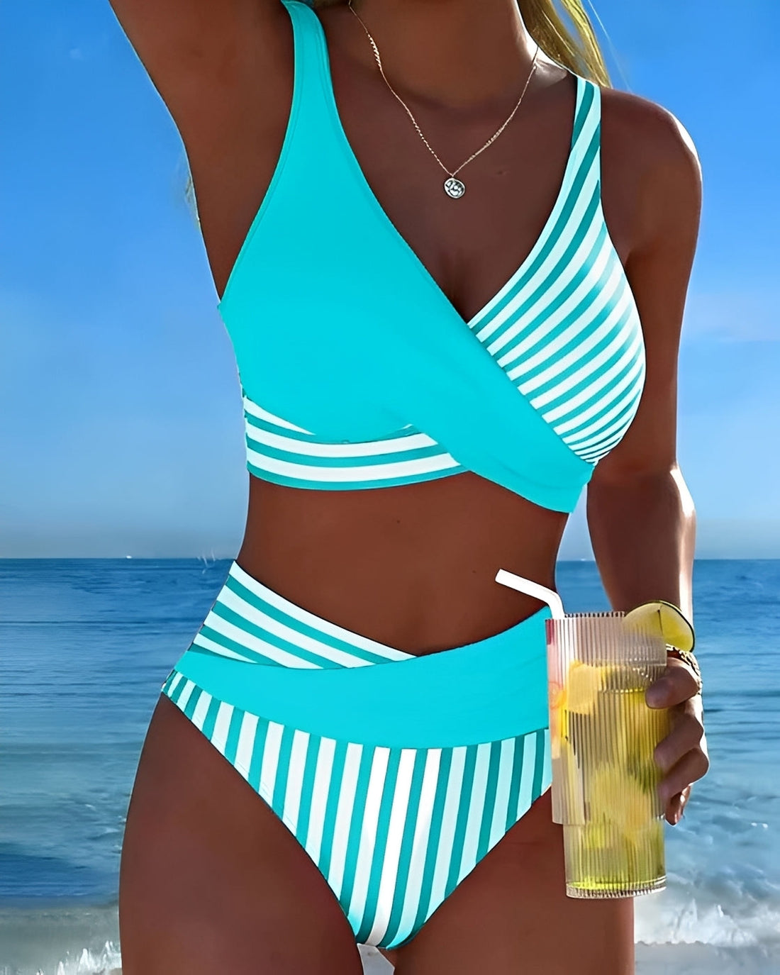 Angelica - Maillot de bain deux pièces à rayures élégantes