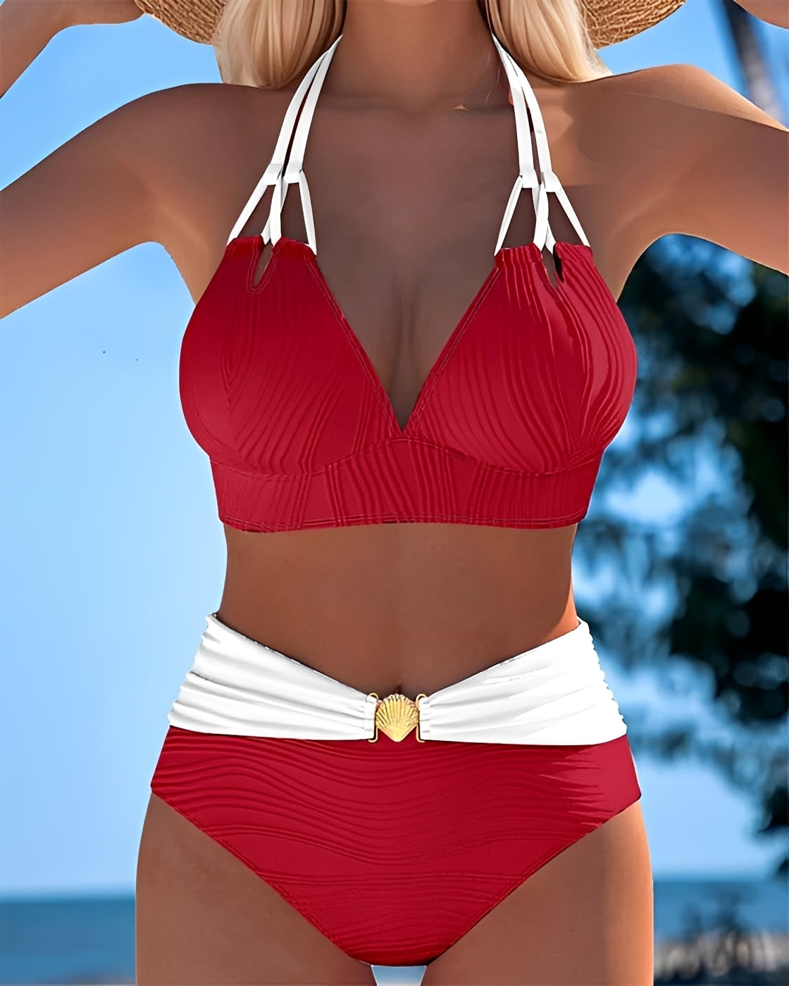 Camille - Bikini Élégant taille haute