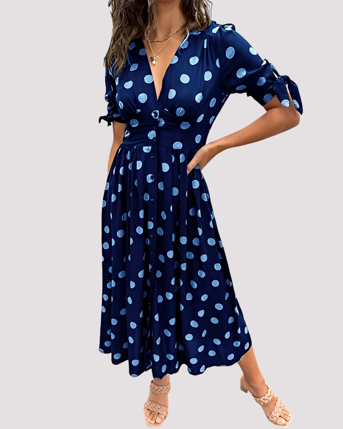 Nicole - Robe Sophistiquée à Pois
