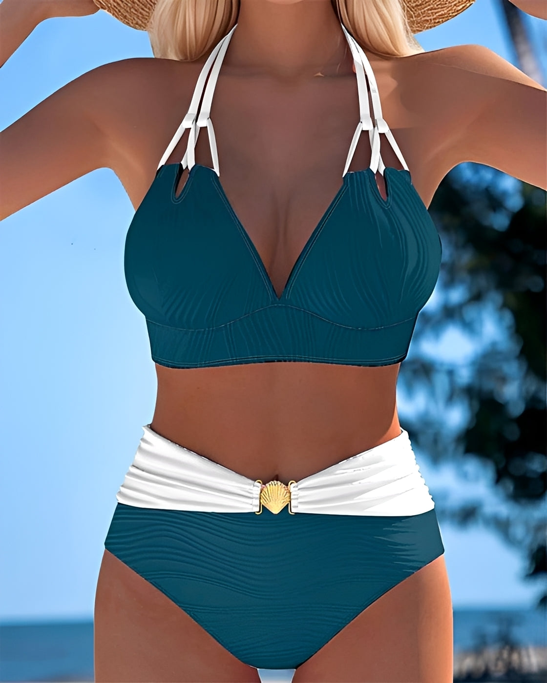 Camille - Bikini Élégant taille haute