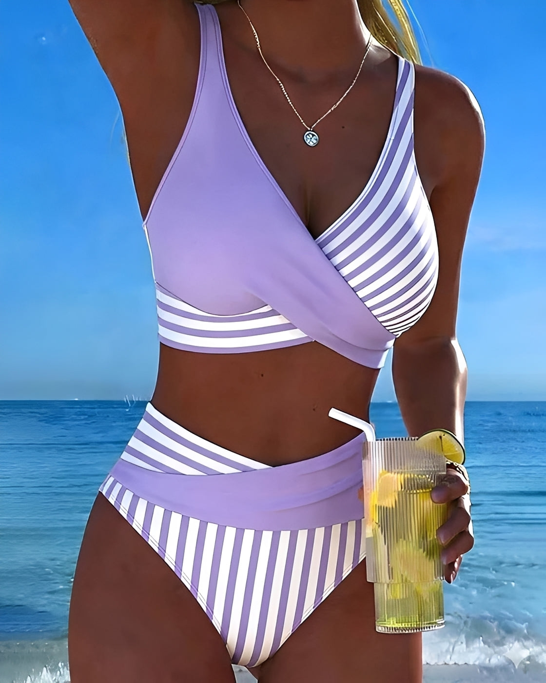 Angelica - Maillot de bain deux pièces à rayures élégantes