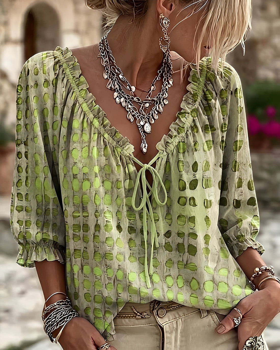 Candice - Chemisier Chic à Pois