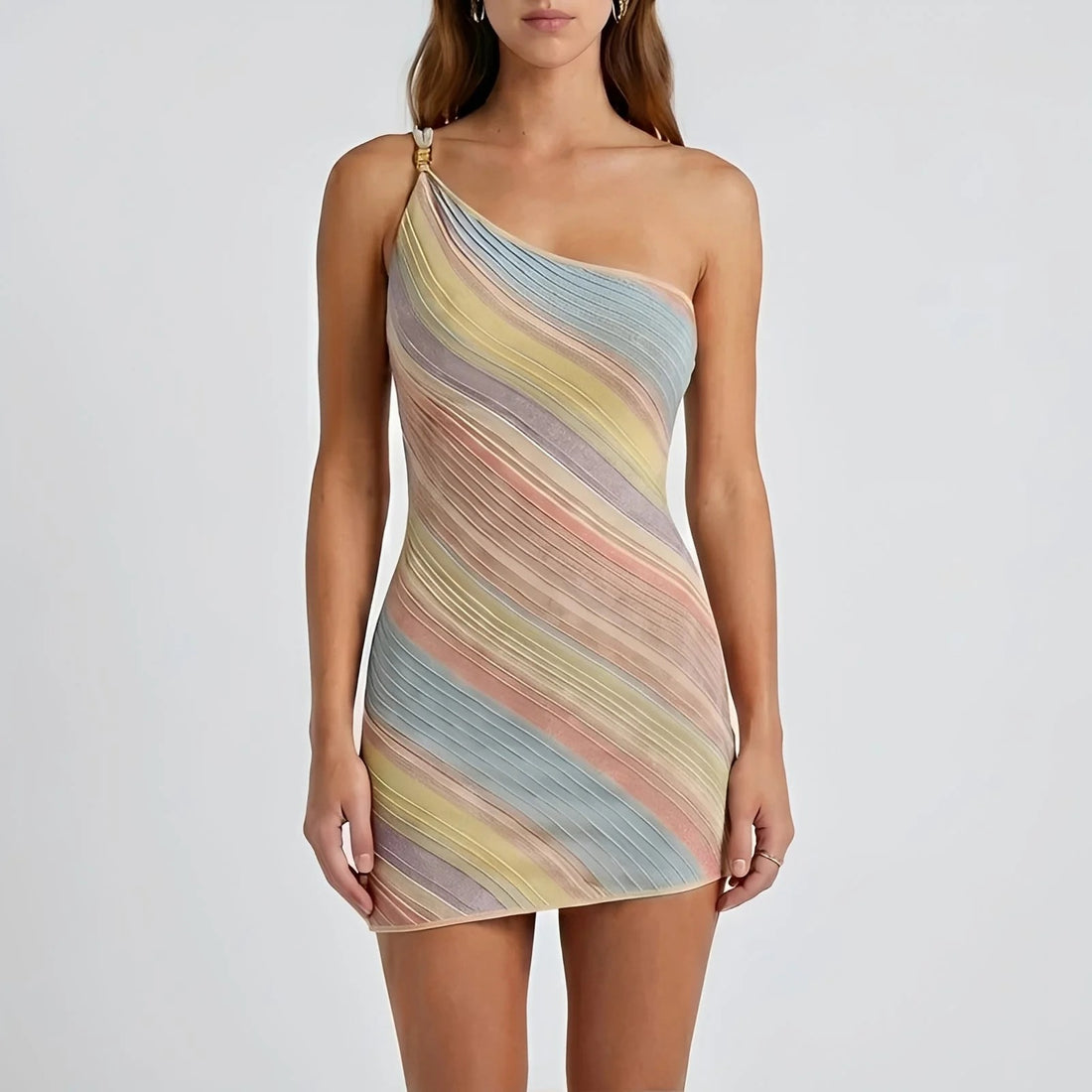 Kameron - Robe Courte Colorée à Épaule Mise en Valeur