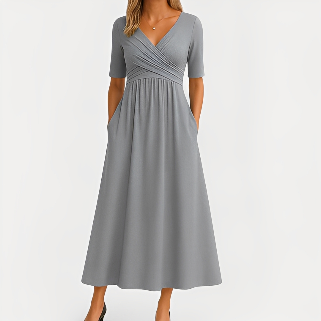 Maïka - Elegantes Kleid mit V-Ausschnitt für Damen
