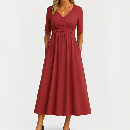 Maïka - Elegantes Kleid mit V-Ausschnitt für Damen