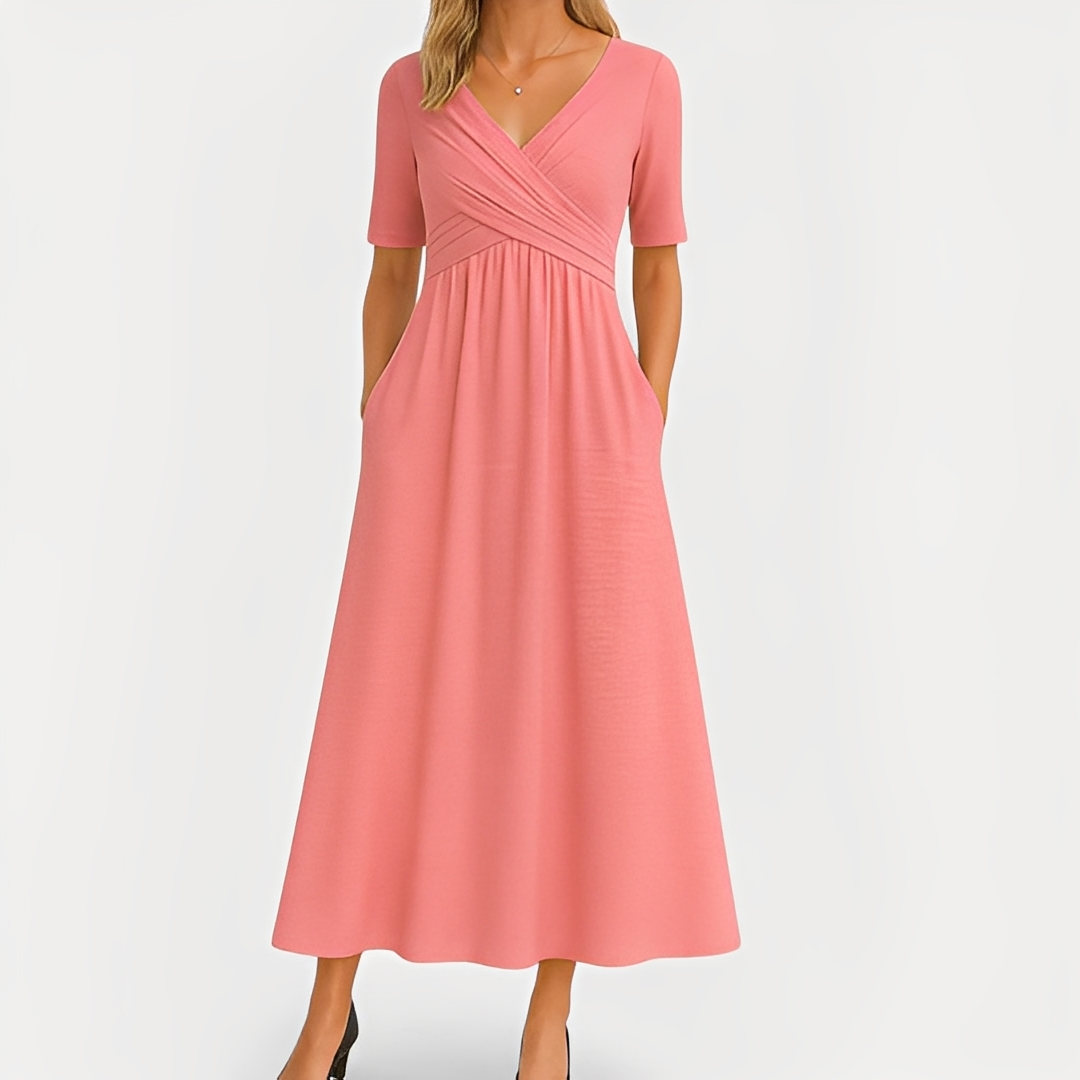 Maïka - Elegantes Kleid mit V-Ausschnitt für Damen