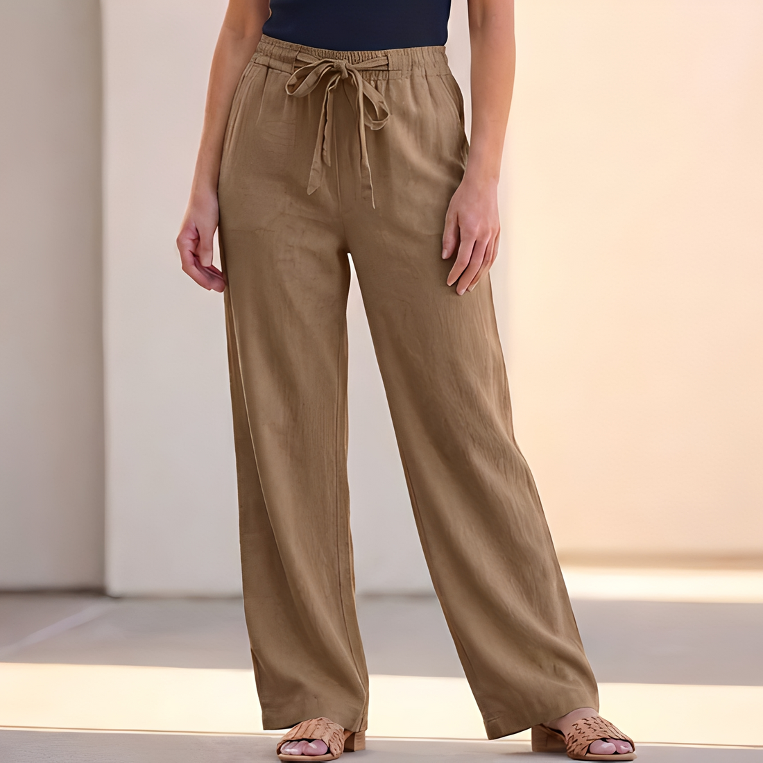 Analyn - Pantalon d'été ample à cordon de serrage pour femme