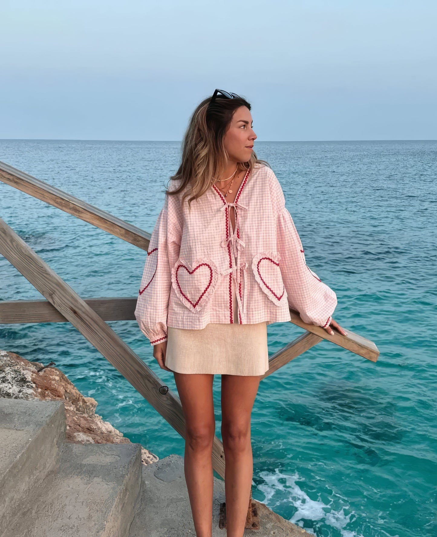 Claudia – Blouse Gingham avec Nœud