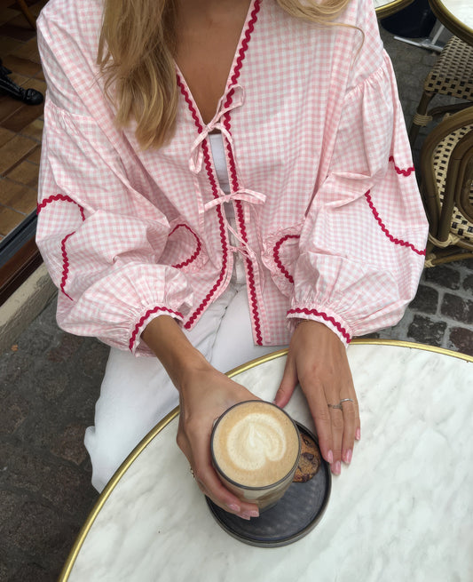 Claudia – Blouse Gingham avec Nœud