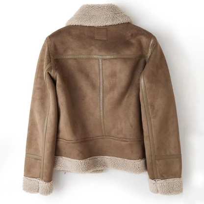 Macie – Veste en cuir doublée sherpa
