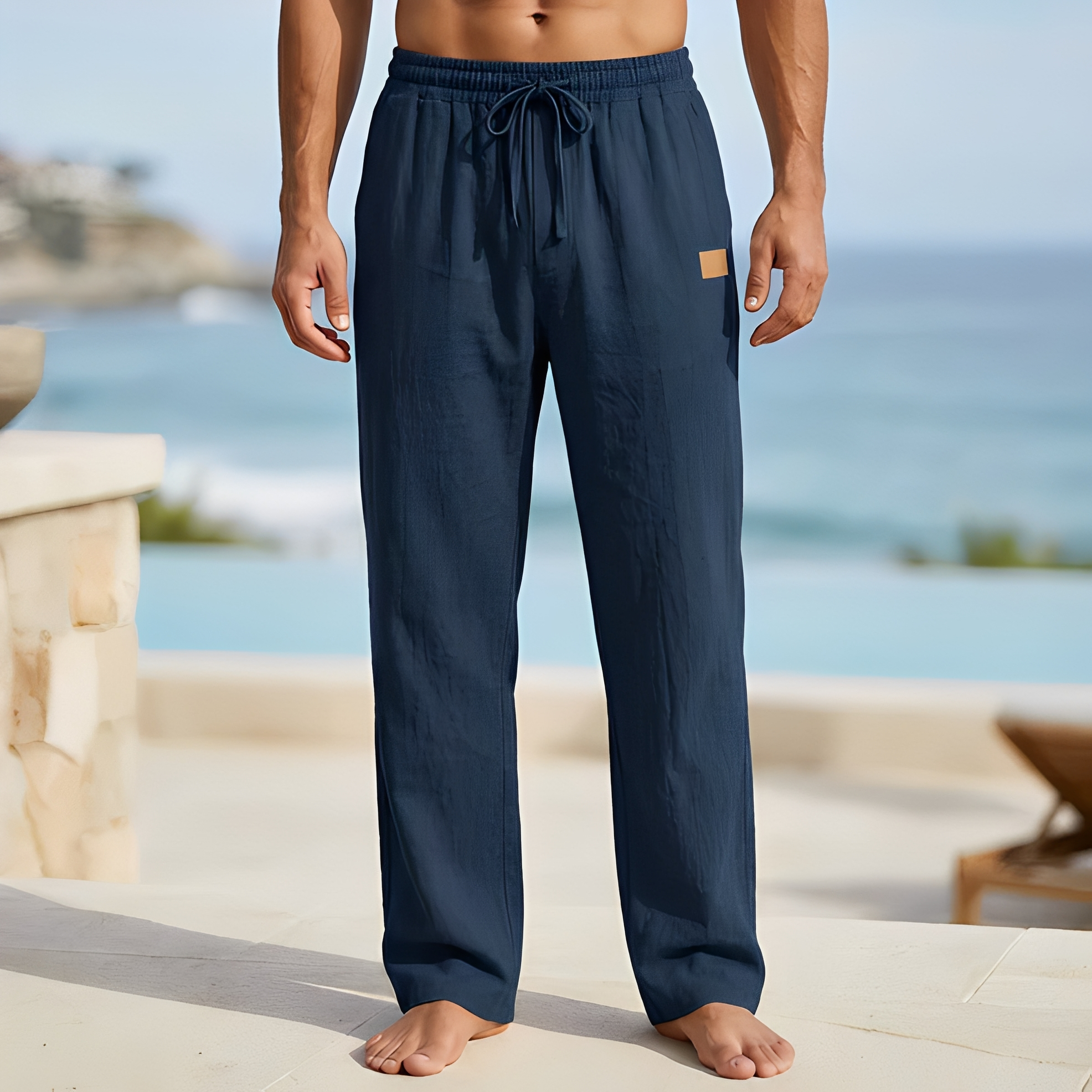 Diones - Pantalon d'été ample à cordon de serrage pour homme