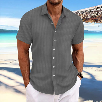 Bernard - Striped shirt in cotton and flax for men