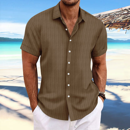 Bernard - Striped shirt in cotton and flax for men
