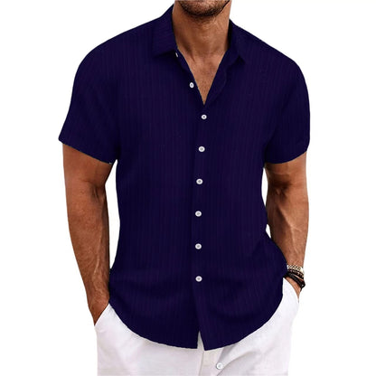 Bernard - Striped shirt in cotton and flax for men