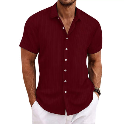 Bernard - Striped shirt in cotton and flax for men