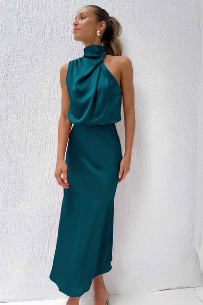 Elianna - Elegantes mittellanges Kleid mit asymmetrischem Kragen