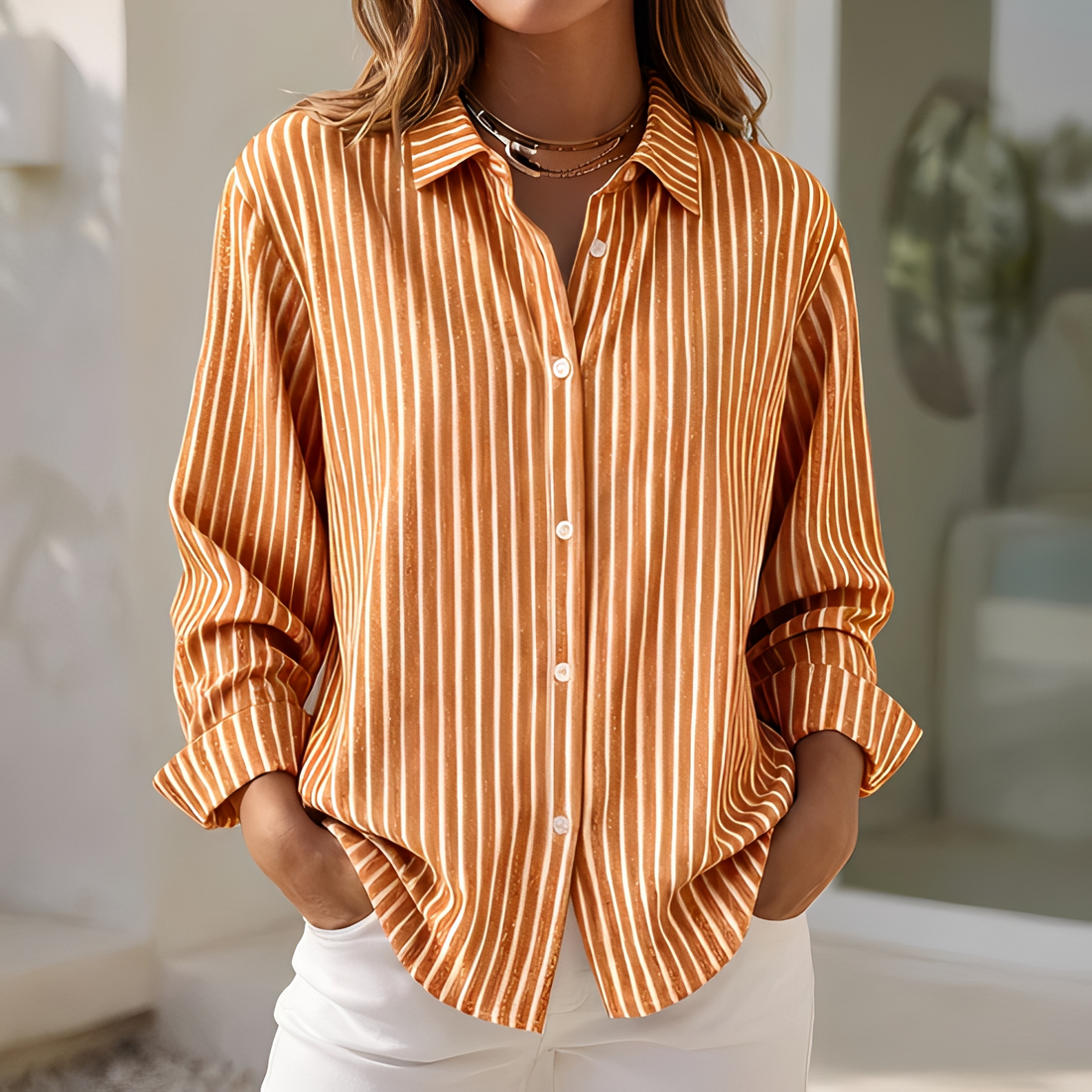 Lenna - Chemise d'été à rayures coupe ample pour femme