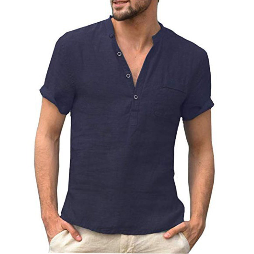 Korbin - Chemise légère pour hommes en lin, manches courtes