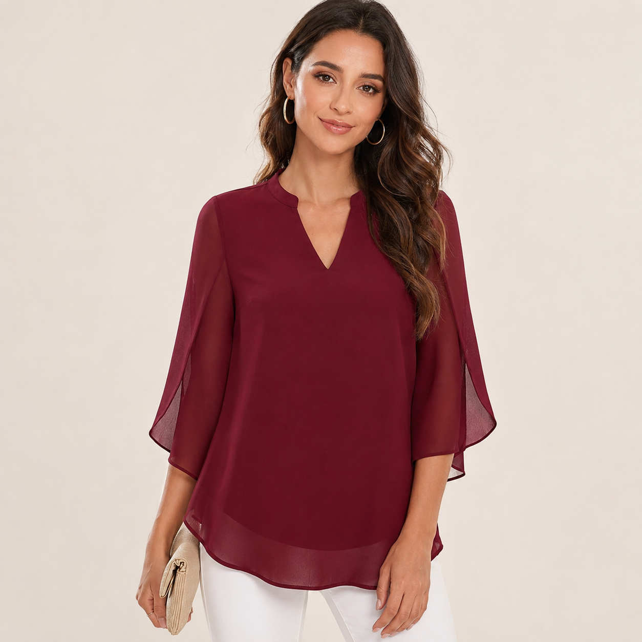 Brianna - Blouse avec manche ajourée et allure raffinée