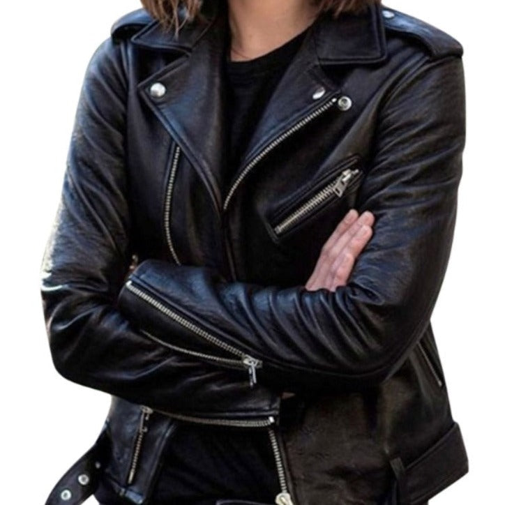 Waleria - Blouson en cuir, ligne amincissante