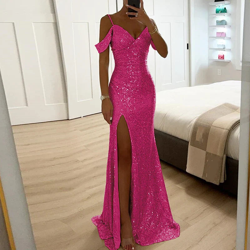 Lorena – Robe de Soirée à Paillettes Sans Bretelles