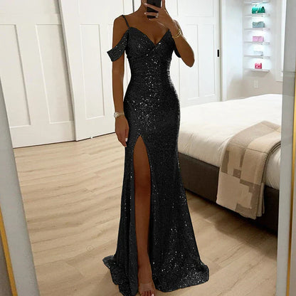 Lorena – Robe de Soirée à Paillettes Sans Bretelles
