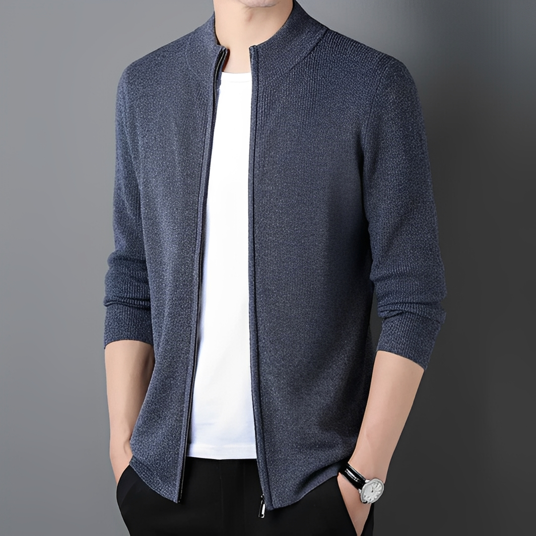 Derek - Bequemer Herrenstrickjacke mit Reißverschluss