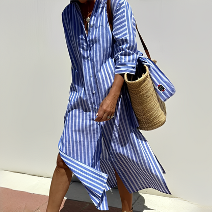 Janene - Elegant summer dress with stripes for women