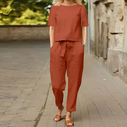 Mélina - Vintage blouse and wide trousers for women set