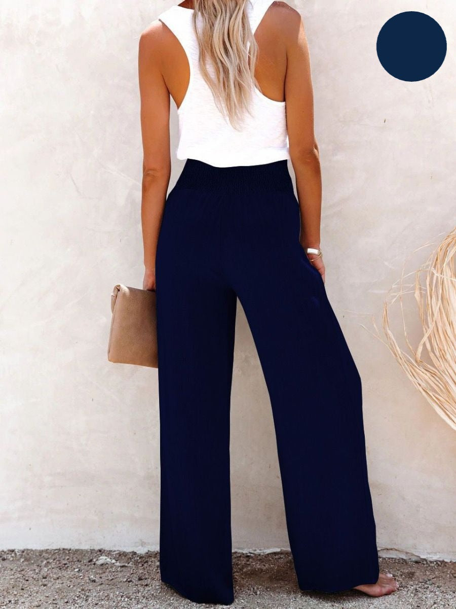 Sophia – Pantalon taille haute coton & lin