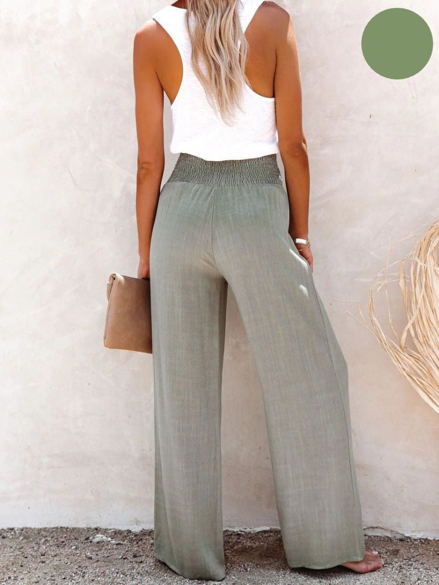 Sophia – Pantalon taille haute coton & lin