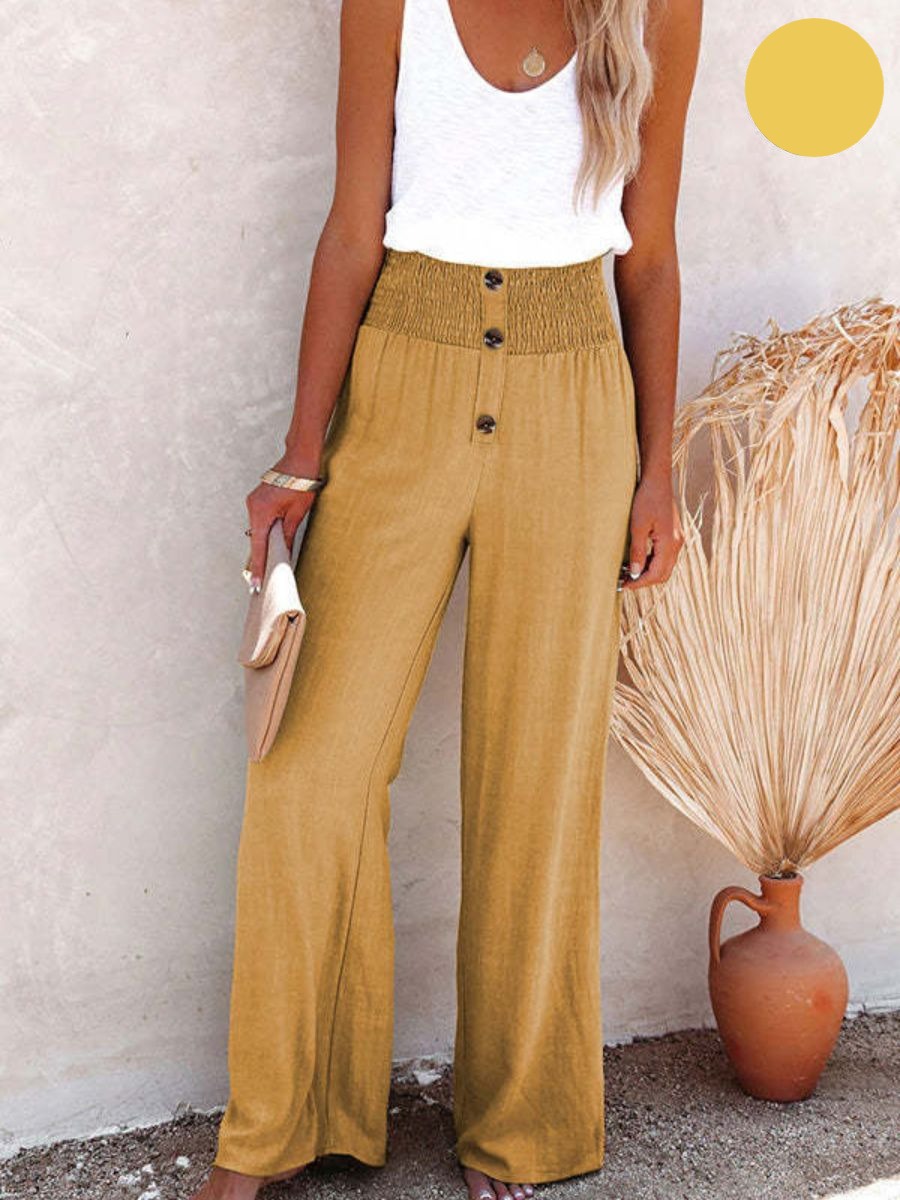Sophia – Pantalon taille haute coton & lin