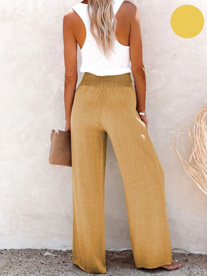 Sophia – Pantalon taille haute coton & lin