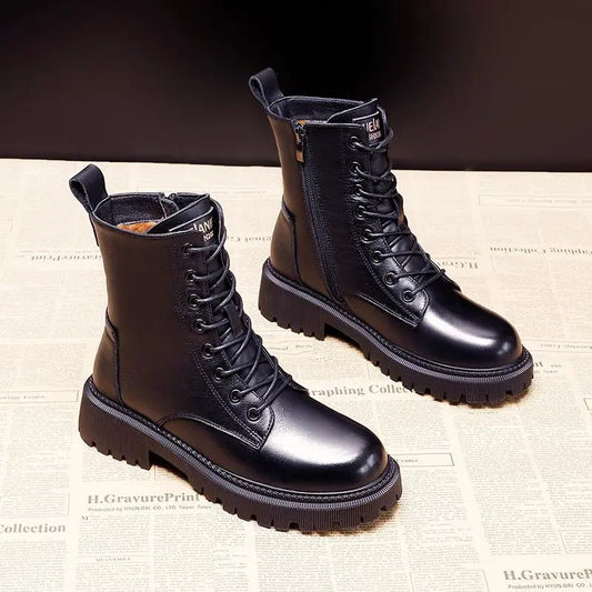Marion – Bottes d'hiver en cuir noires