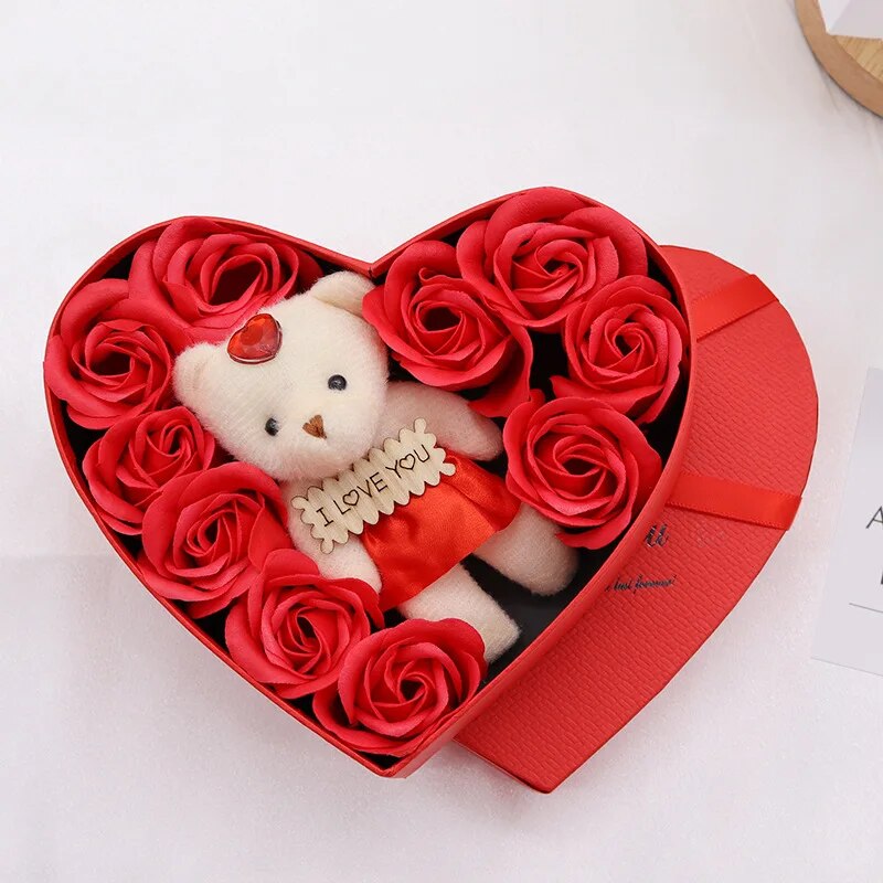 Forme cœur – Ours en rose Boîte cadeau Saint-Valentin