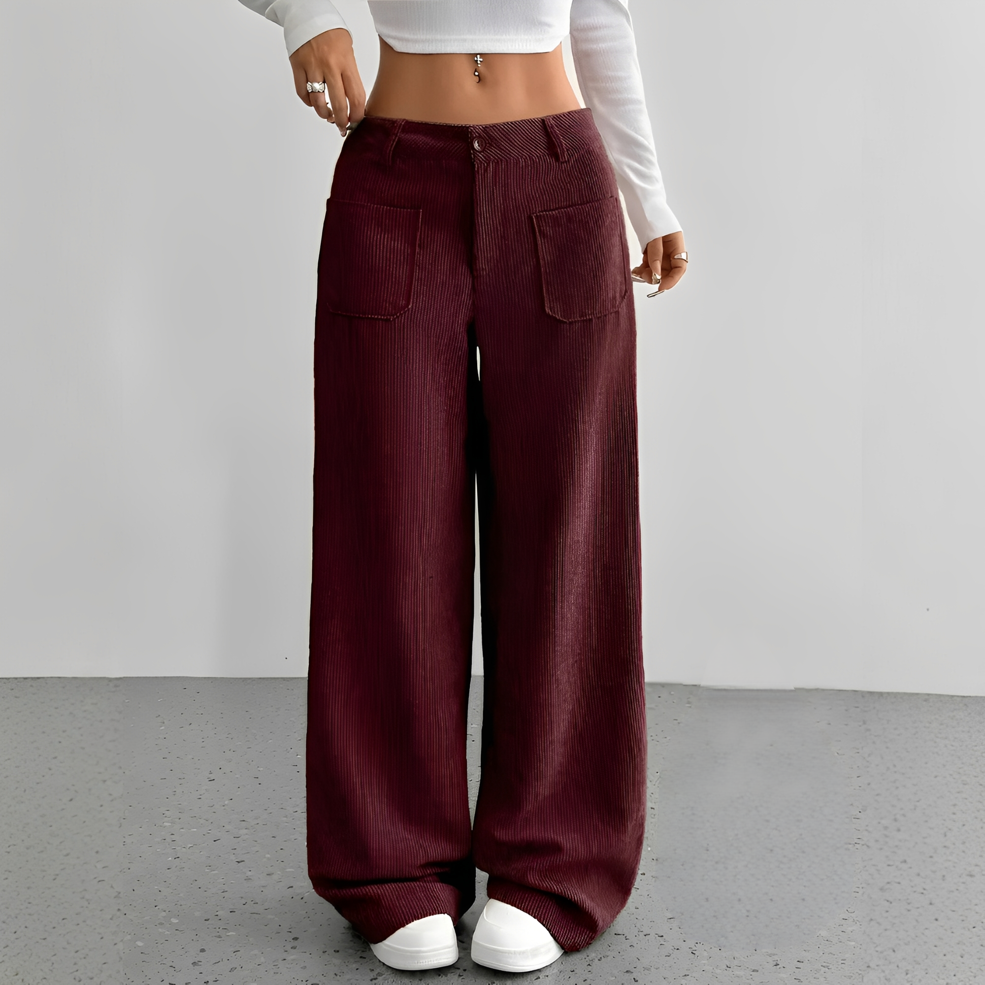 Isabelle - Pantalon en velours côtelé à taille haute