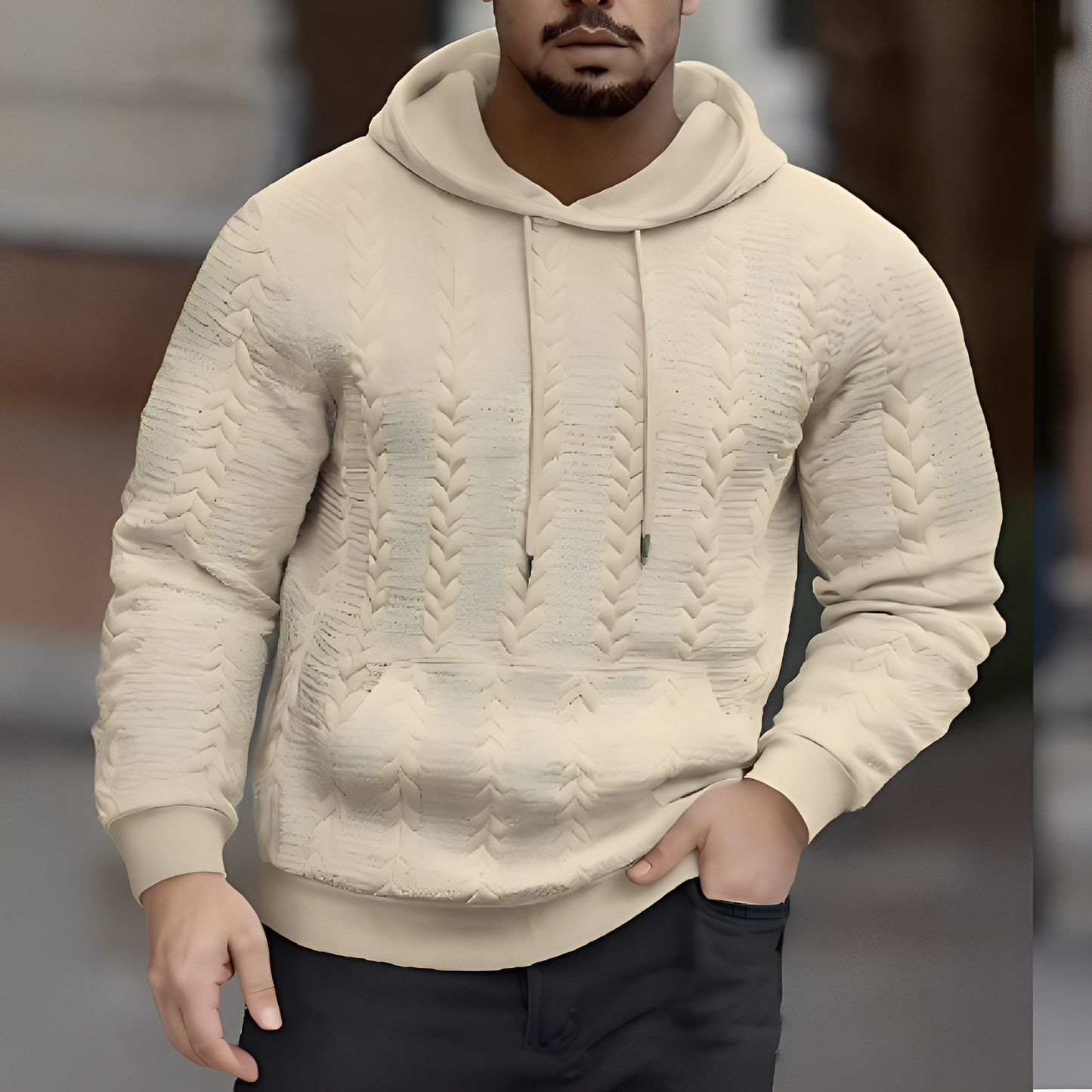Wallis - Elegant, loose knitted hooded jacket for men