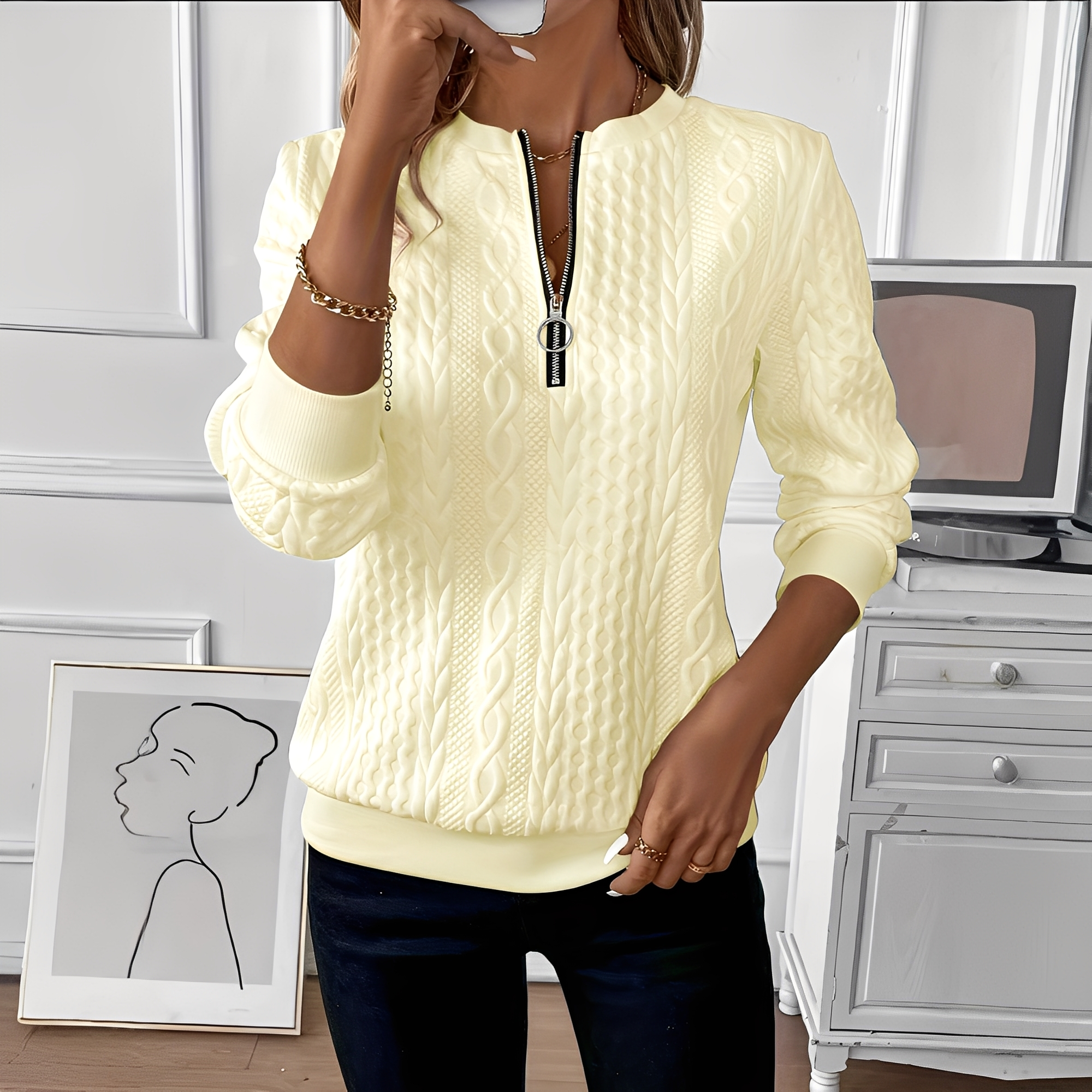 Chesley - Pull chic avec zip pour femmes