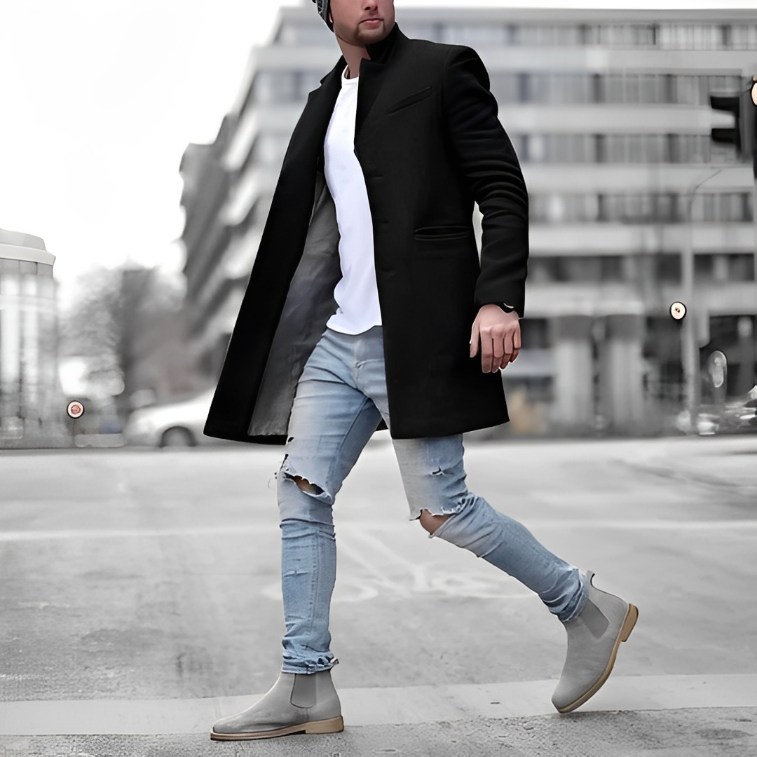 Darious - Long trench-coat chaud en laine pour homme