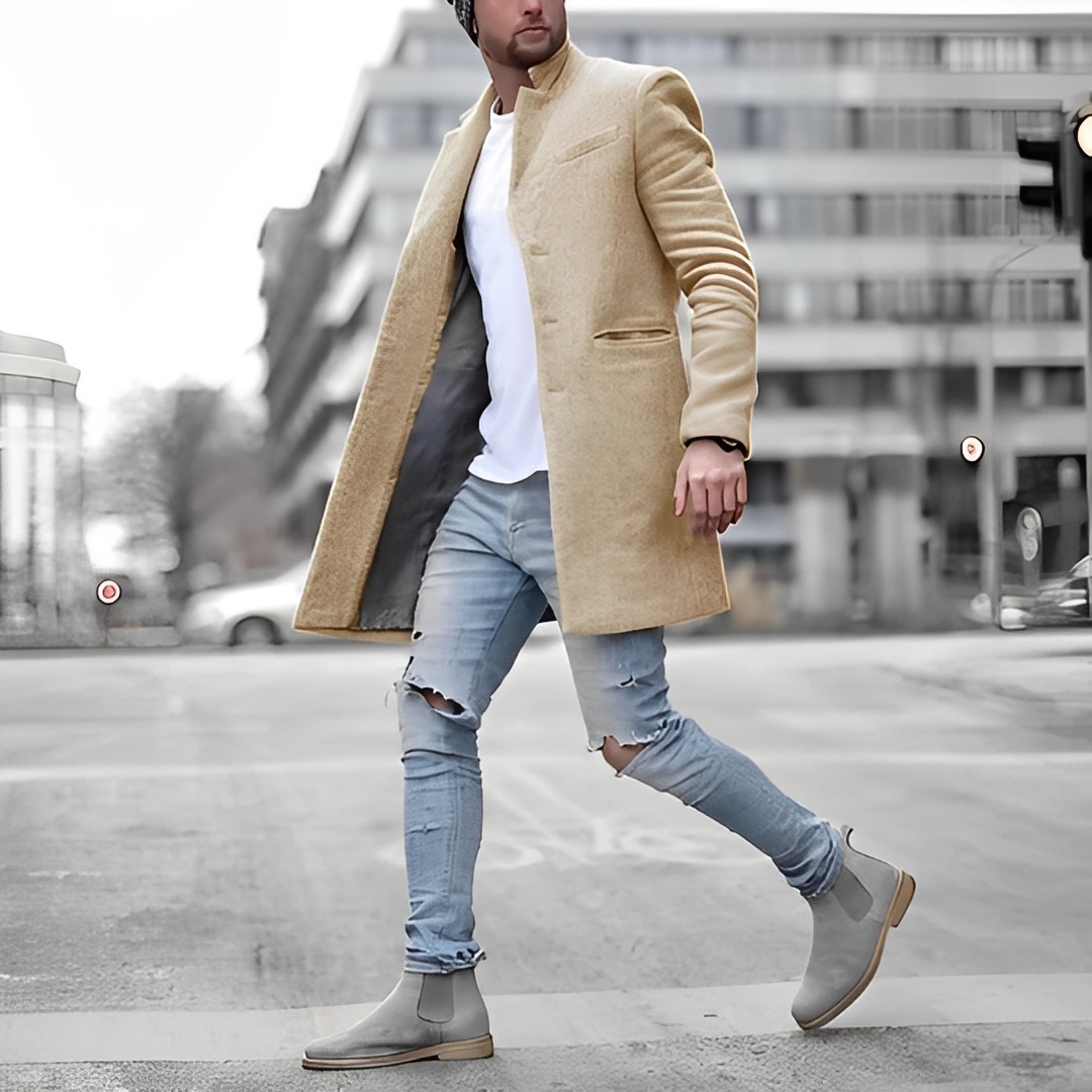 Darious - Long trench-coat chaud en laine pour homme