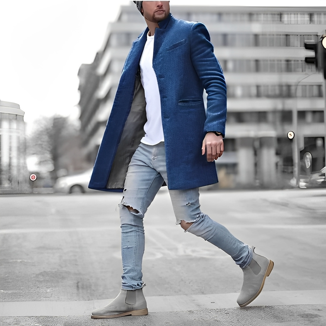 Darious - Long trench-coat chaud en laine pour homme