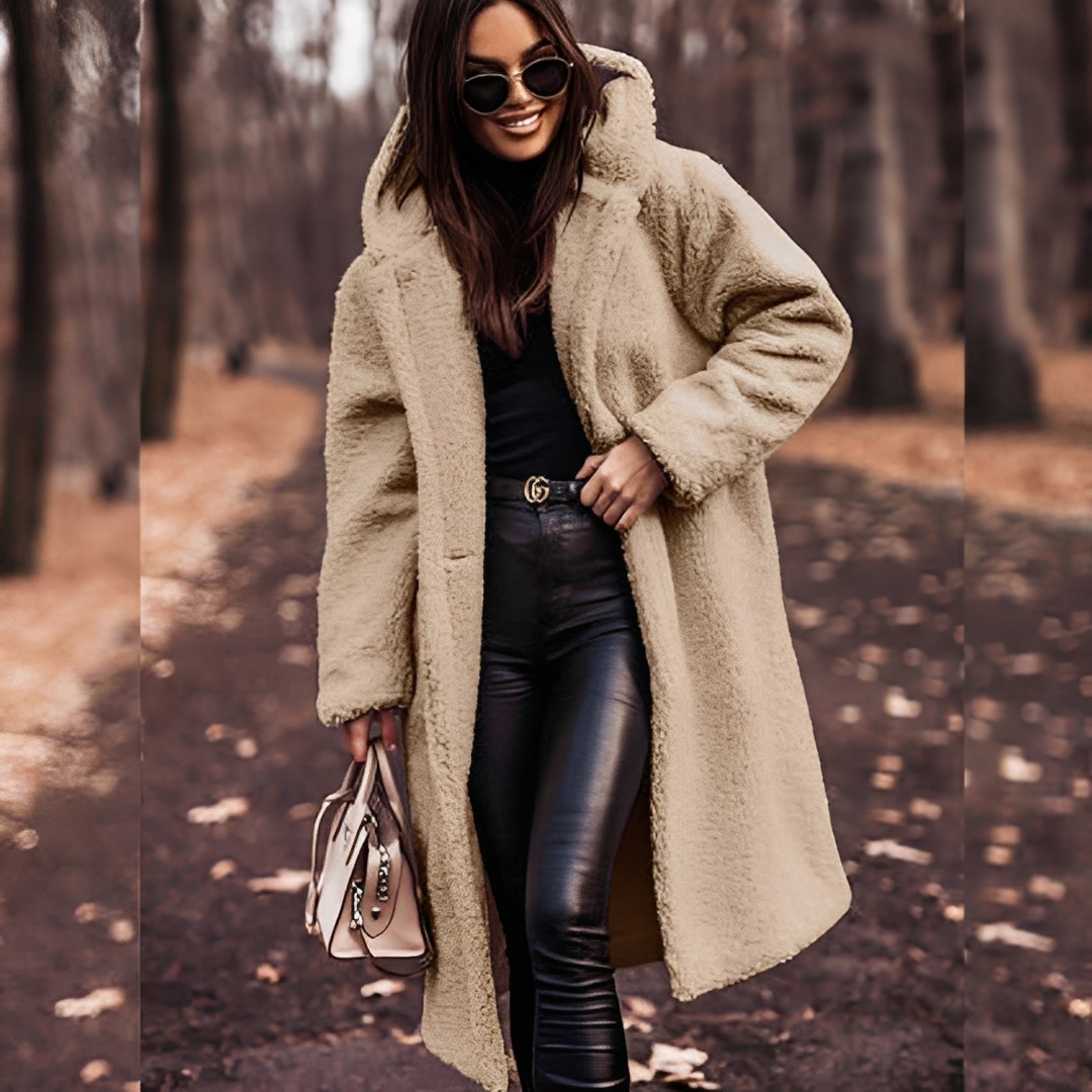 Lucette - Manteau d'hiver à capuche en fausse fourrure pour femme