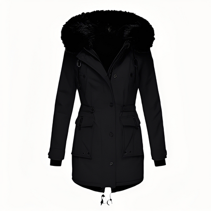 Mathurine - Warm winter coat with hood for women