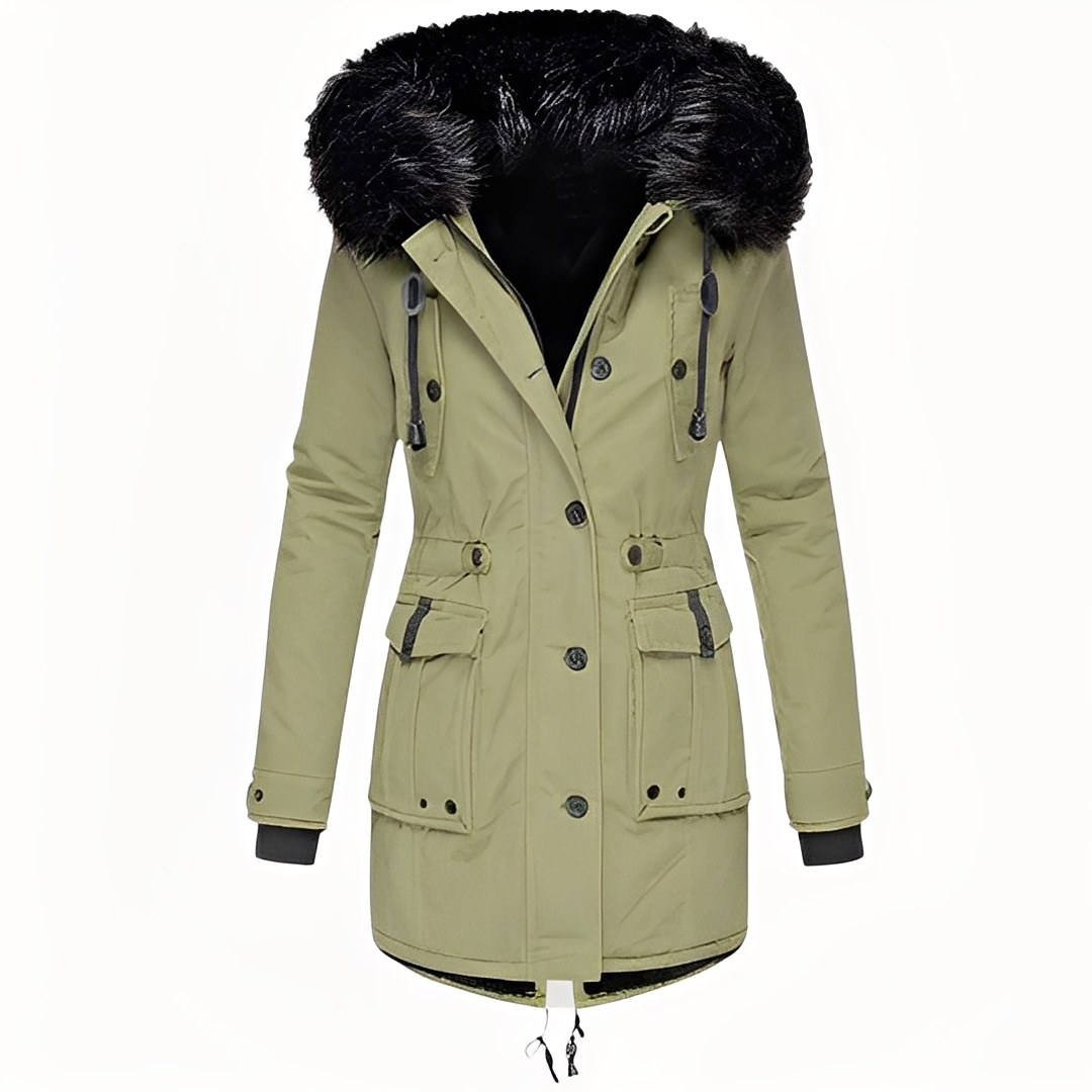 Mathurine - Warm winter coat with hood for women