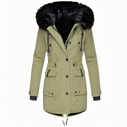 Mathurine - Warm winter coat with hood for women