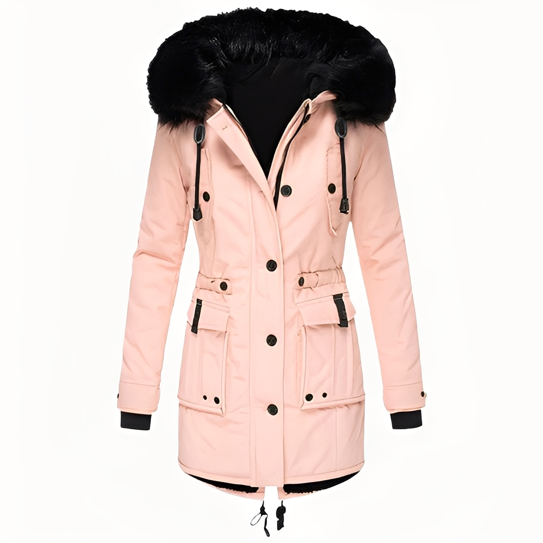 Mathurine - Warm winter coat with hood for women